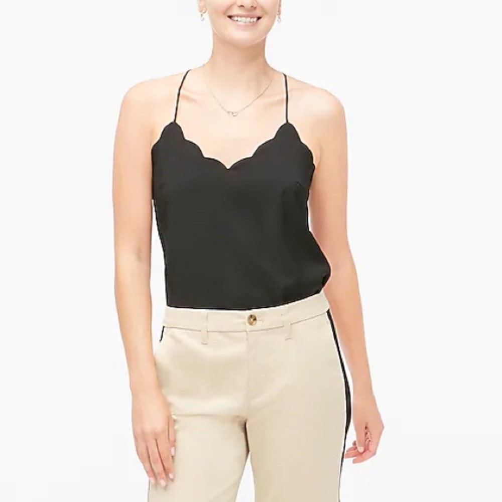 J. Crew Black scalloped edge cami size 4